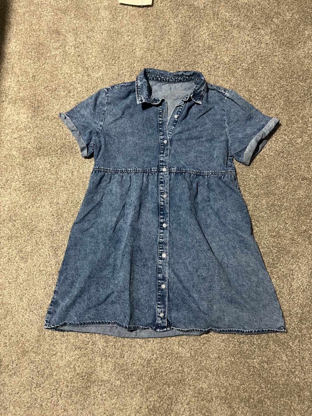 Denim Button-Front Dress in Blue